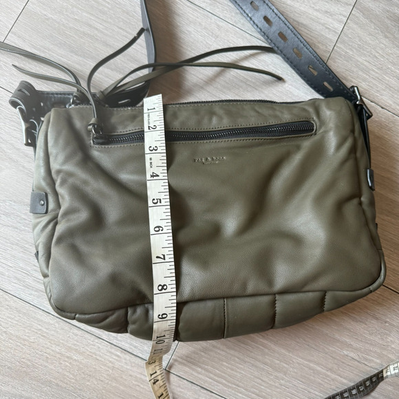 Rag & Bone Large Field Leather Messenger Bag Dark Green Puffer Leather And Nylon - Picture 7 of 16
